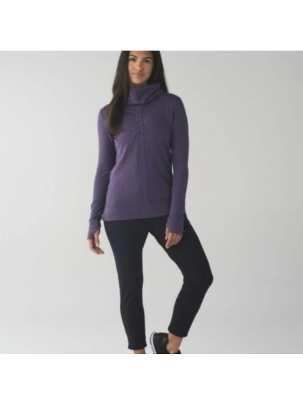 Rare Archival Lululemon In A Cinch Cowl Neck Pullover Top Purple Sz 6 2015